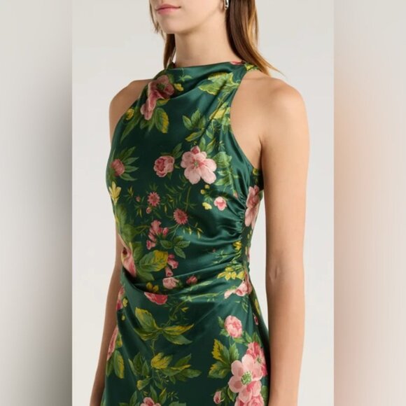 NEW Reformation Anaiis Silk Backless Long Dress Belvedere Green Floral US 6 UK10 - Picture 4 of 15